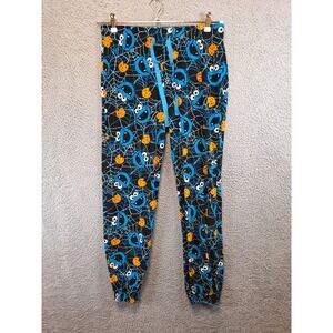Sesame Street Pajama Pants M Multicolor Cookie Monster Spider Web Halloween Cozy